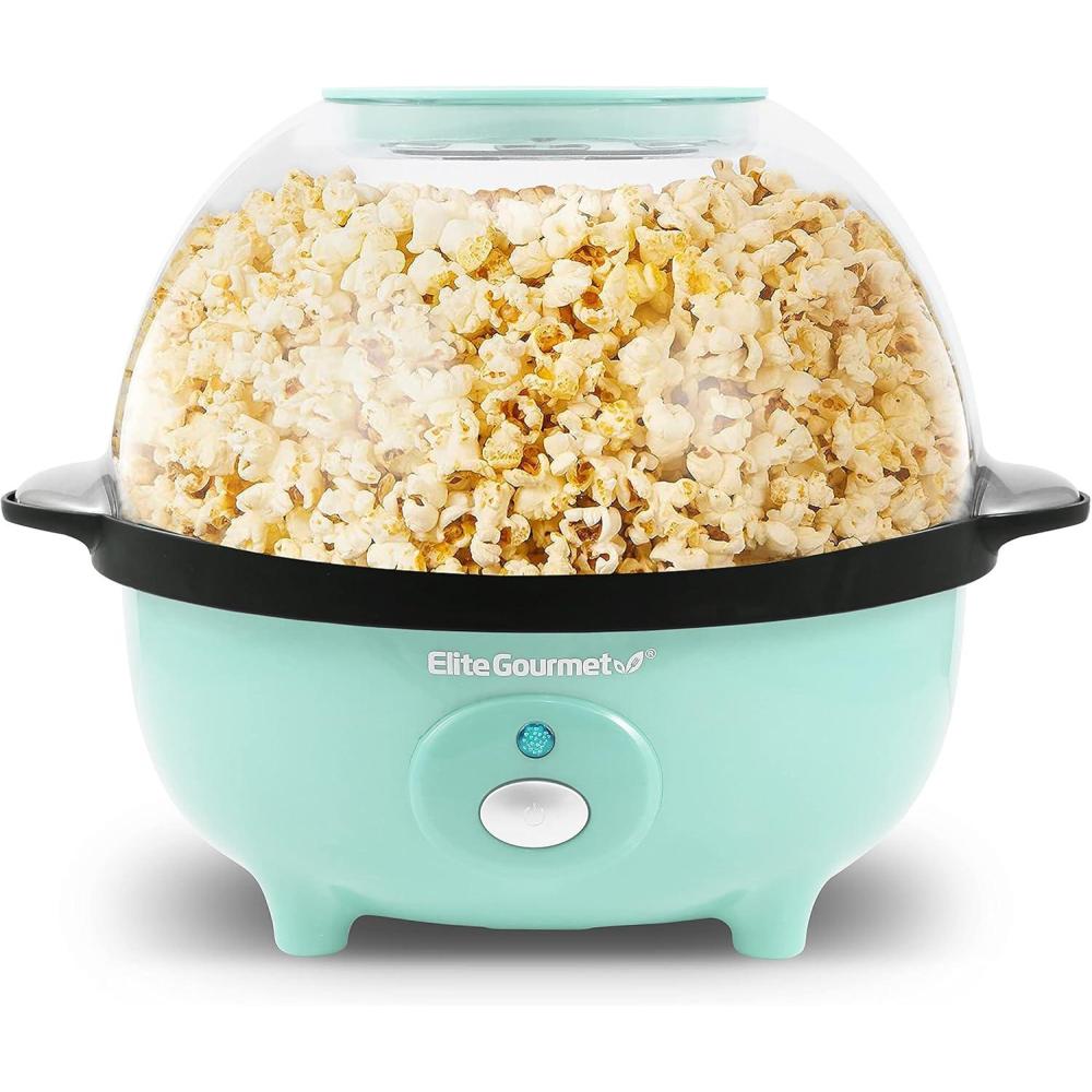 imageElite Gourmet EPM330R Automatic Stirring 12cup Popcorn Maker Popper Hot Oil Popcorn Machine wMeasuring Cap amp Builtin Reversible Serving Bowl Great for Home Party Kids Safety ETL Approved RedMint