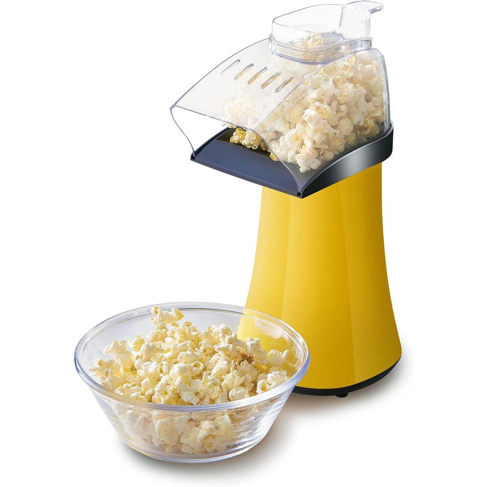imageElite Gourmet Fast Hot Air Popcorn Popper 1300W Electric Popcorn Maker with Measuring Cup amp Butter Melting Tray OilFree Great for Home Party Kids Safety ETL Approved 4Quart Yellow4 Quart