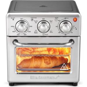 Elite Gourmet EAF0852SS 8.5Qt. Capacity Air Fryer Oven, Air Fry, Broil, Toast, Bake & Broil with Convection, Time and Temperature Controls, 800-Watts, Includes 25 Delicious Recipes, Stainless Steel(Stainless Steel)