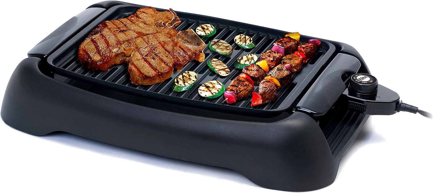 imageElite Gourmet EGL3450 Smokeless Indoor Electric BBQ Grill Dishwasher Safe Nonstick Adjustable Temperature Fast Heat Up LowFat Meals Easy to Clean Design BlackBlack