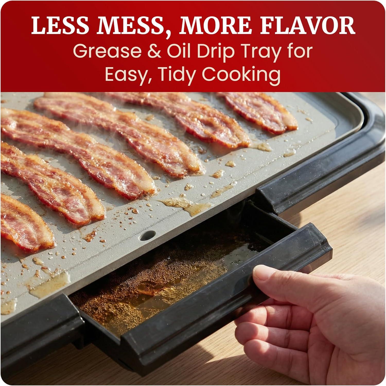 imageElite Gourmet EGR2722B Electric 105 x 85 Griddle Cooltouch Handles NonStick Surface RemovableAdjustable Thermostat Skid FreeRubber Feet Black10 x 20