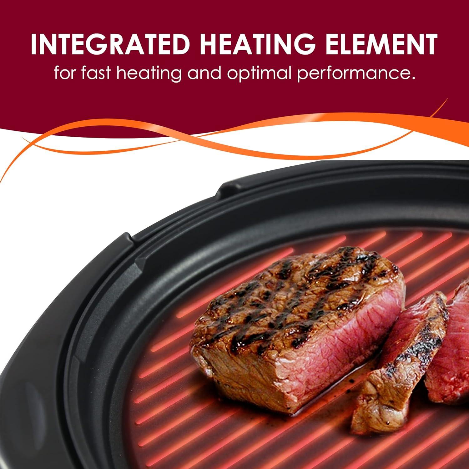 imageElite Gourmet EMG6505G 12 Smokeless Indoor Electric BBQ Grill with Glass Lid Dishwasher Safe Nonstick Adjustable Temperature Fast Heat Up LowFat Meals Easy to Clean Design14