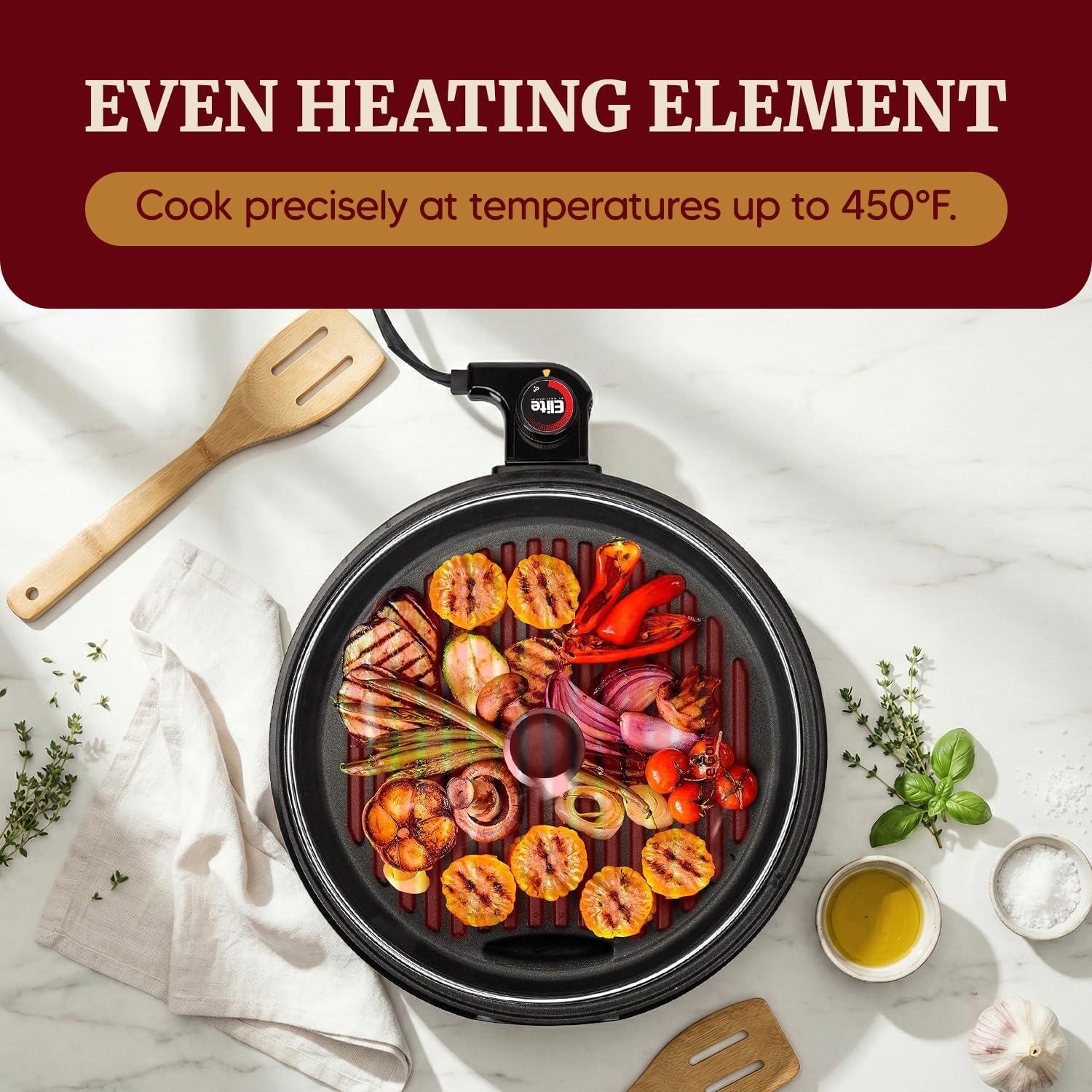 imageElite Gourmet EMG6505G 12 Smokeless Indoor Electric BBQ Grill with Glass Lid Dishwasher Safe Nonstick Adjustable Temperature Fast Heat Up LowFat Meals Easy to Clean Design12