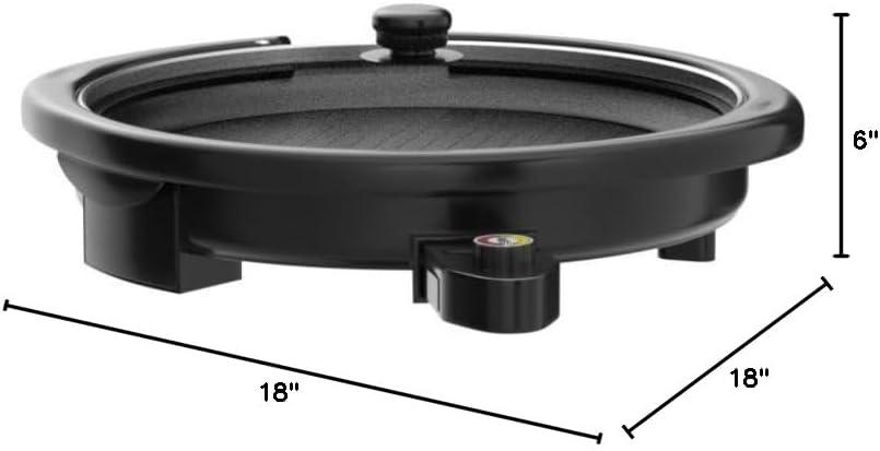 imageElite Gourmet EMG6505G Smokeless Indoor Electric BBQ Grill with Glass Lid Dishwasher Safe Nonstick Adjustable Temperature Fast Heat Up LowFat Meals Easy to Clean Design Stainless SteelBlack