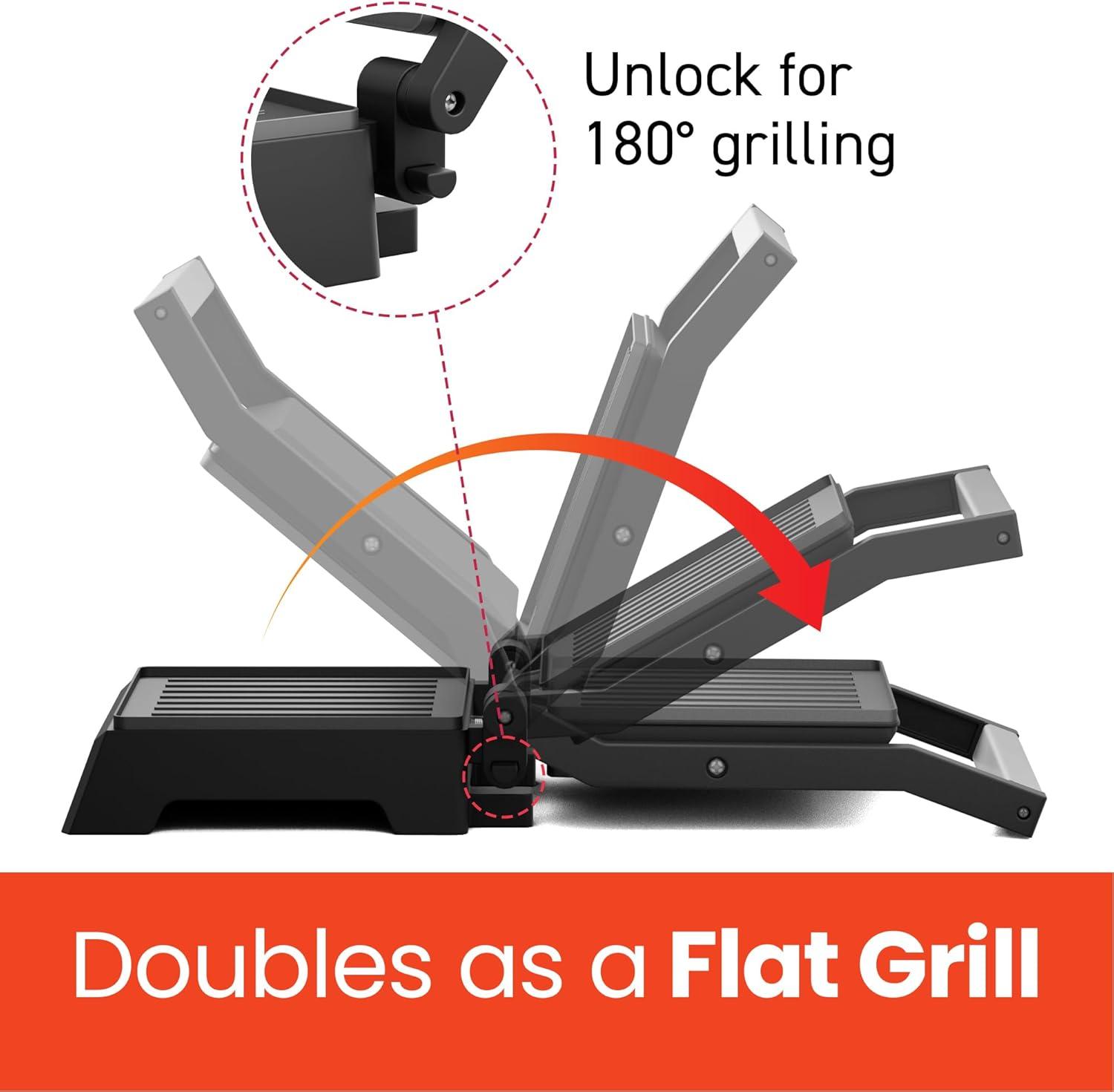 imageElite Gourmet EPN160 55 x 53 Multifunctional Compact Electric Panini Press Contact Grill 180 Flat Grill Lightweight Floating Topplate Cooltouch Handle NonStick Surface Black55 x 53