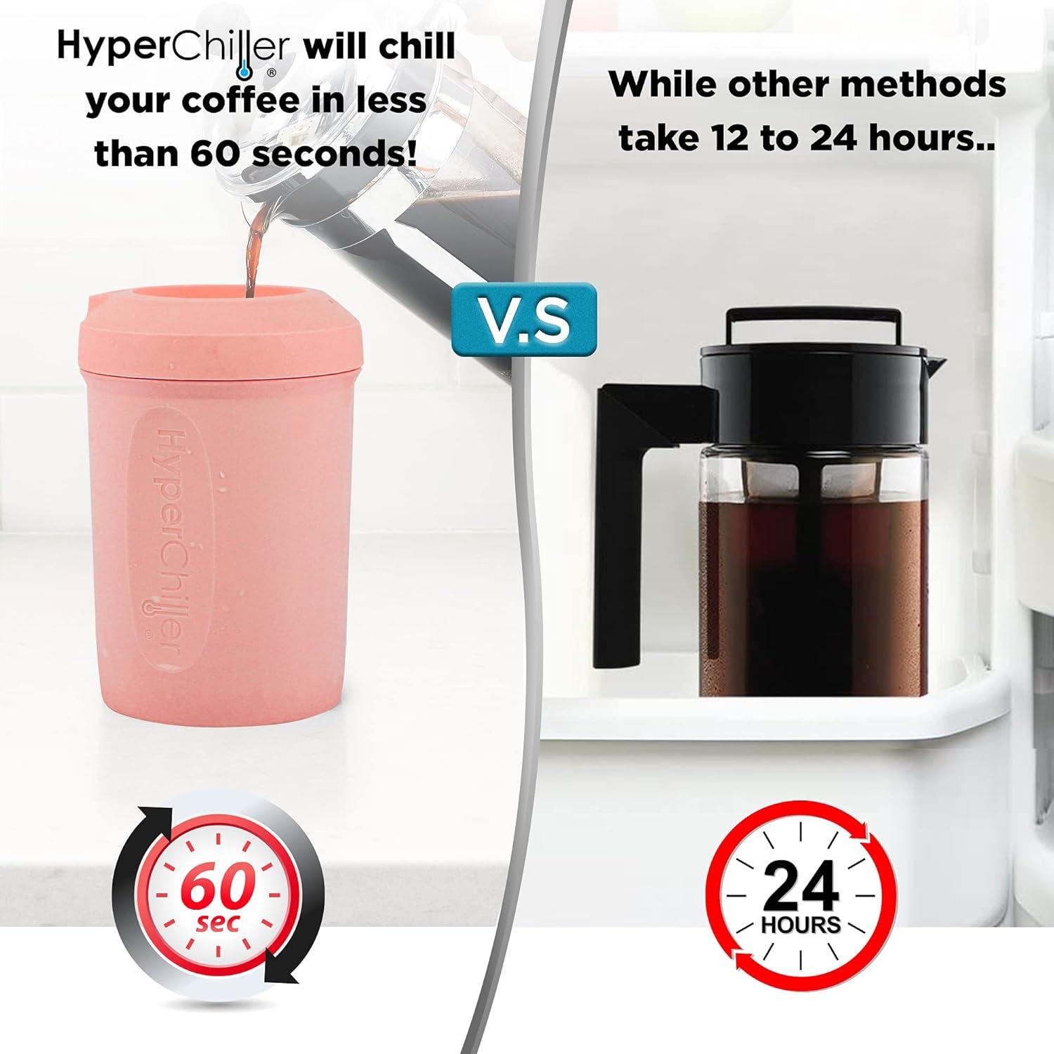imageHyperChiller HC2BG Patented Iced CoffeeBeverage Cooler NEW IMPROVEDSTRONGER AND MORE DURABLE Ready in One Minute Reusable for Iced Tea Wine Spirits Alcohol Juice 125 Oz Slate BlueRose Gold
