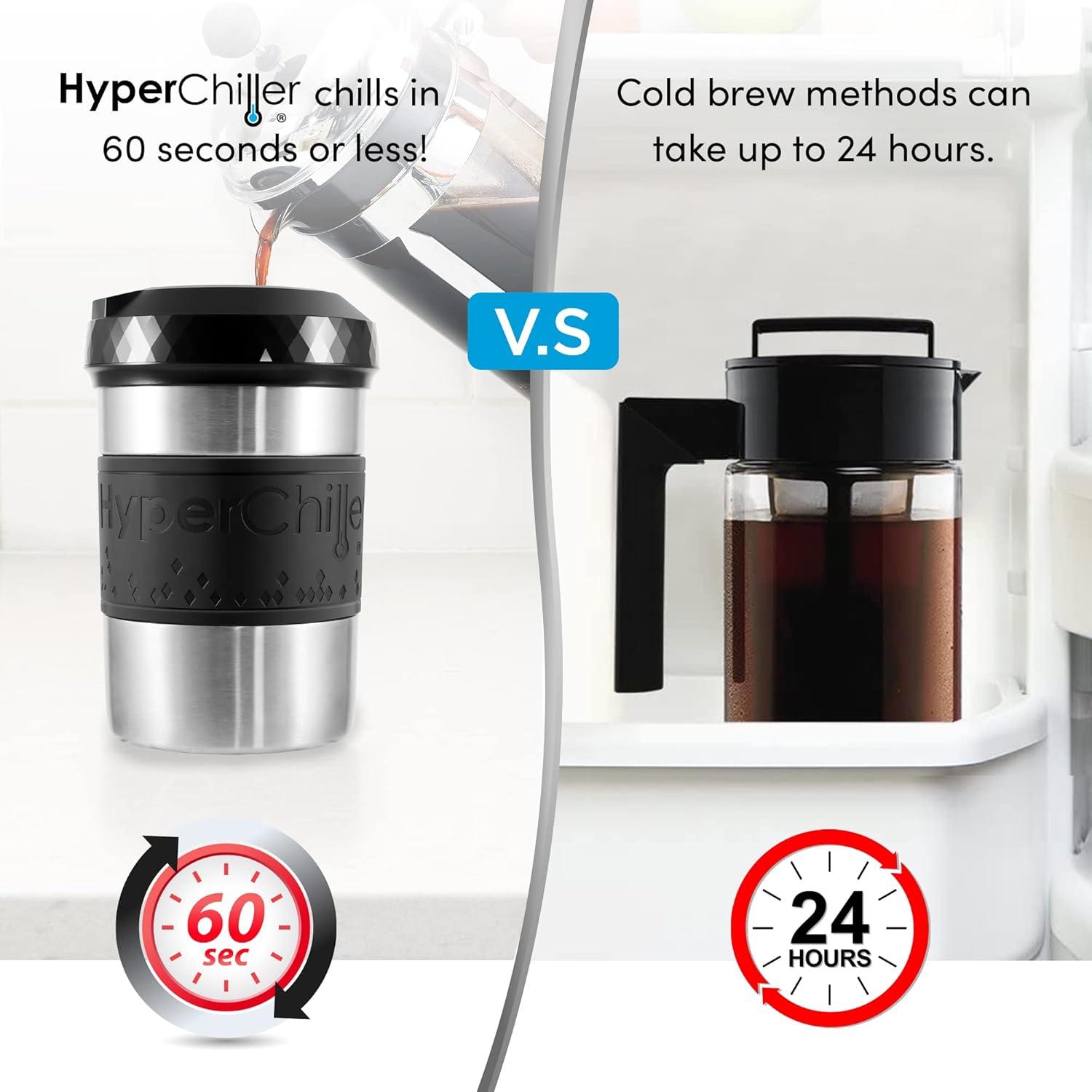 imageHyperChiller HC2BG Patented Iced CoffeeBeverage Cooler NEW IMPROVEDSTRONGER AND MORE DURABLE Ready in One Minute Reusable for Iced Tea Wine Spirits Alcohol Juice 125 Oz Slate BlueStainless Steel