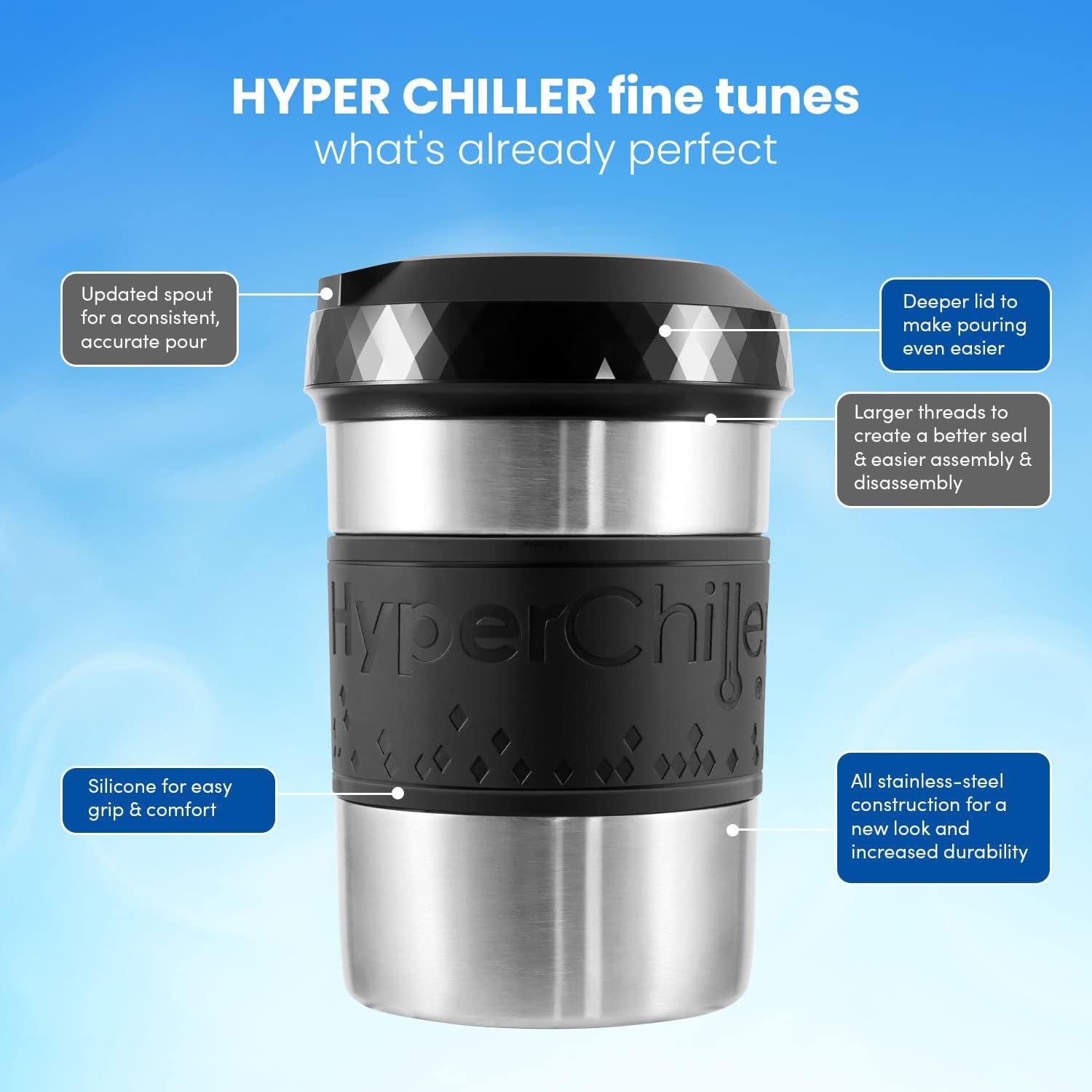 imageHyperChiller HC2BG Patented Iced CoffeeBeverage Cooler NEW IMPROVEDSTRONGER AND MORE DURABLE Ready in One Minute Reusable for Iced Tea Wine Spirits Alcohol Juice 125 Oz Slate BlueStainless Steel