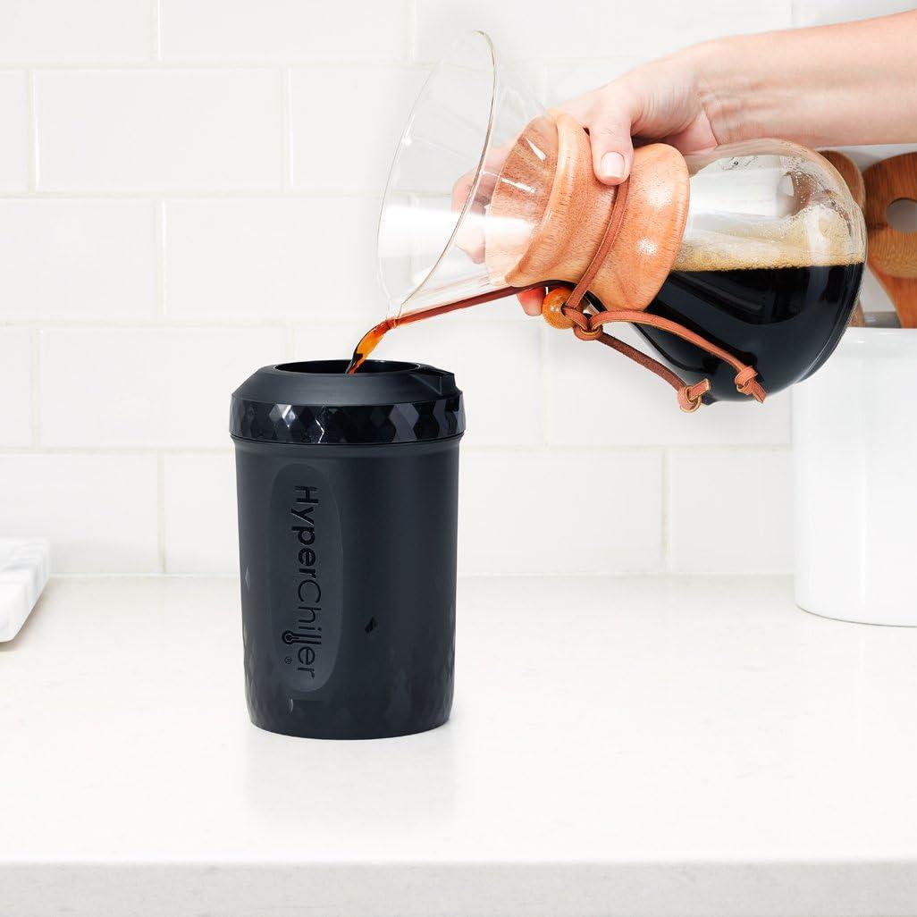 imageHyperChiller HC2BG Patented Iced CoffeeBeverage Cooler NEW IMPROVEDSTRONGER AND MORE DURABLE Ready in One Minute Reusable for Iced Tea Wine Spirits Alcohol Juice 125 Oz Slate BlueBlack