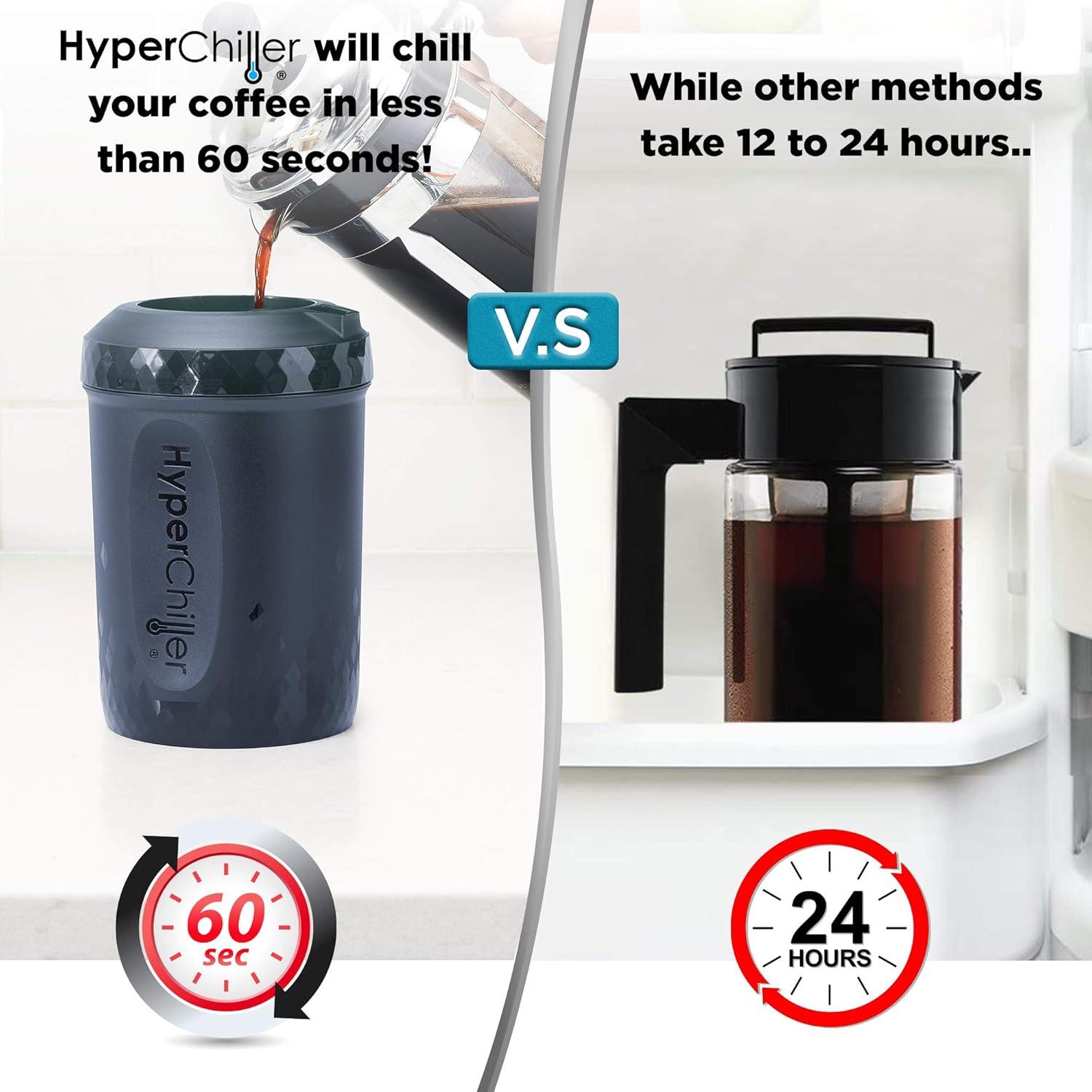 imageHyperChiller HC2BG Patented Iced CoffeeBeverage Cooler NEW IMPROVEDSTRONGER AND MORE DURABLE Ready in One Minute Reusable for Iced Tea Wine Spirits Alcohol Juice 125 Oz Slate BlueSlate Blue