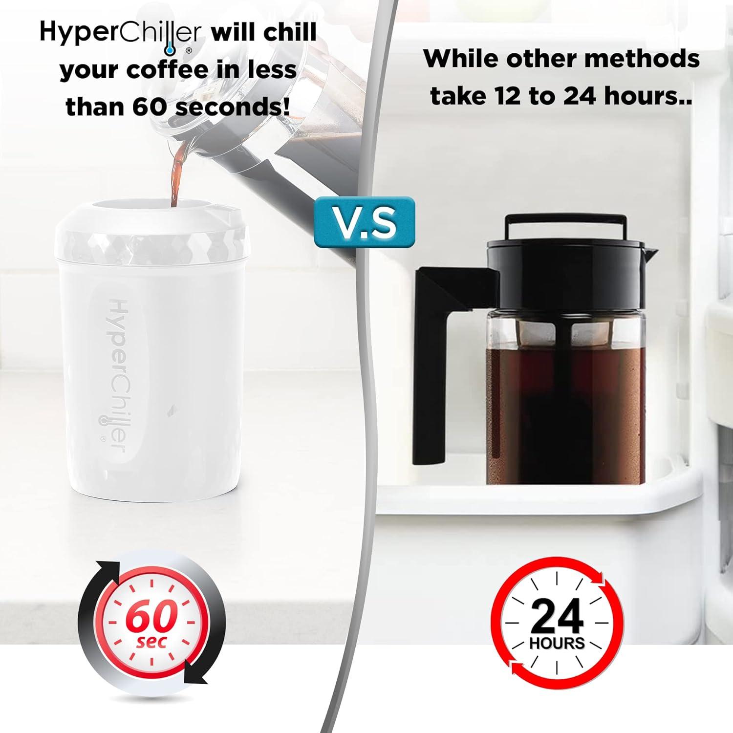 imageHyperChiller HC2CB Patented Iced CoffeeBeverage Cooler NEW IMPROVEDSTRONGER AND MORE DURABLE Ready in One Minute Reusable for Iced Tea Wine Spirits Alcohol Juice 125 Oz Charcoal BlackWhite