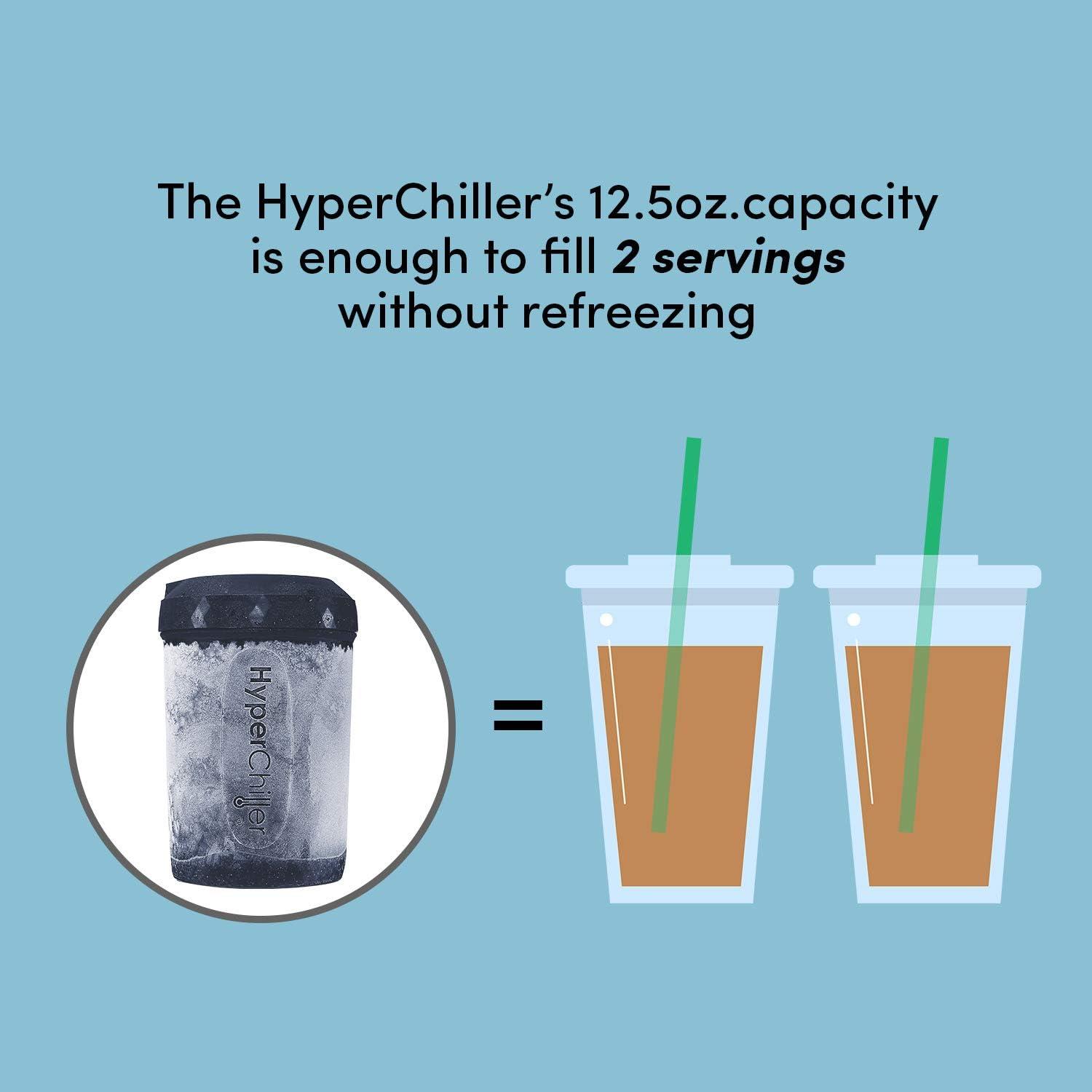 imageHyperChiller HC2CB Patented Iced CoffeeBeverage Cooler NEW IMPROVEDSTRONGER AND MORE DURABLE Ready in One Minute Reusable for Iced Tea Wine Spirits Alcohol Juice 125 Oz Charcoal BlackCobalt