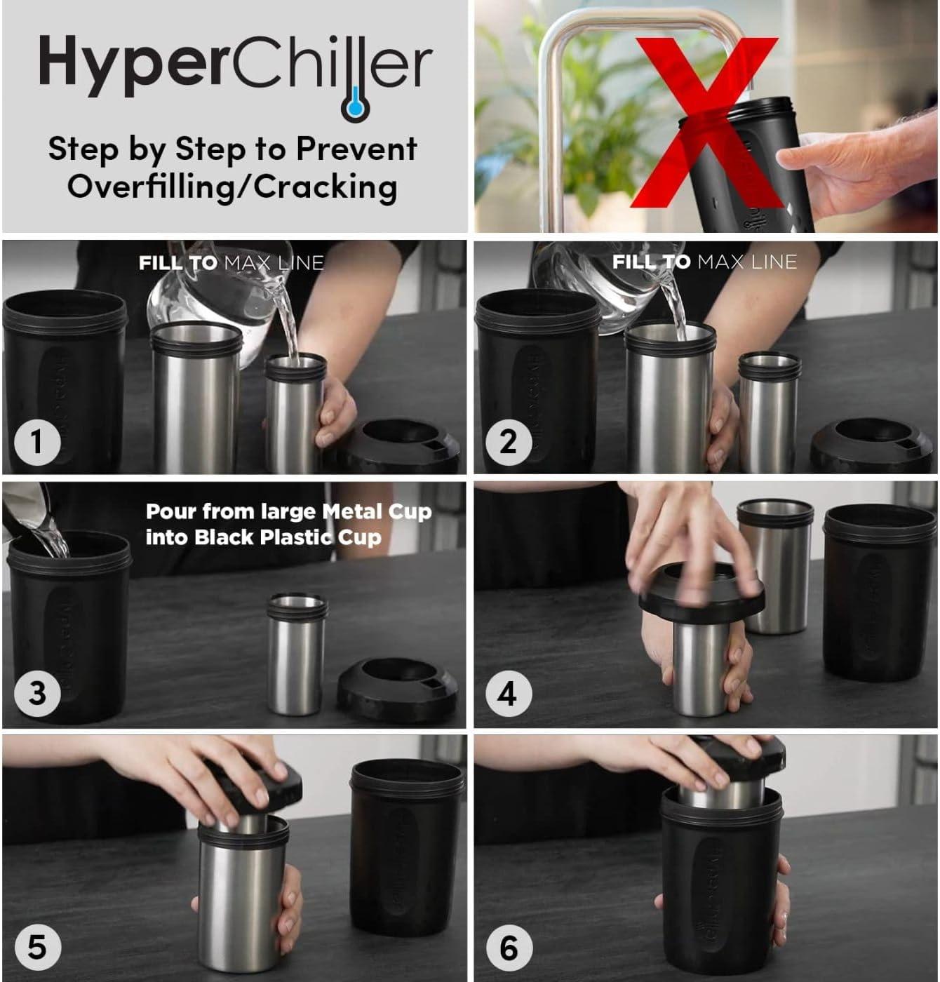 imageHyperChiller HC2CB Patented Iced CoffeeBeverage Cooler NEW IMPROVEDSTRONGER AND MORE DURABLE Ready in One Minute Reusable for Iced Tea Wine Spirits Alcohol Juice 125 Oz Charcoal BlackMint