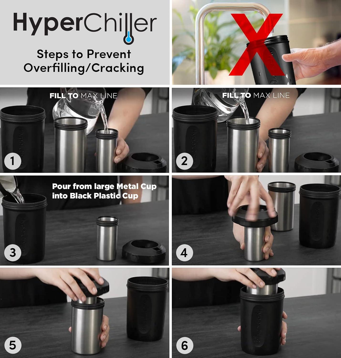 imageHyperChiller HC2CB Patented Iced CoffeeBeverage Cooler NEW IMPROVEDSTRONGER AND MORE DURABLE Ready in One Minute Reusable for Iced Tea Wine Spirits Alcohol Juice 125 Oz Charcoal BlackWhite