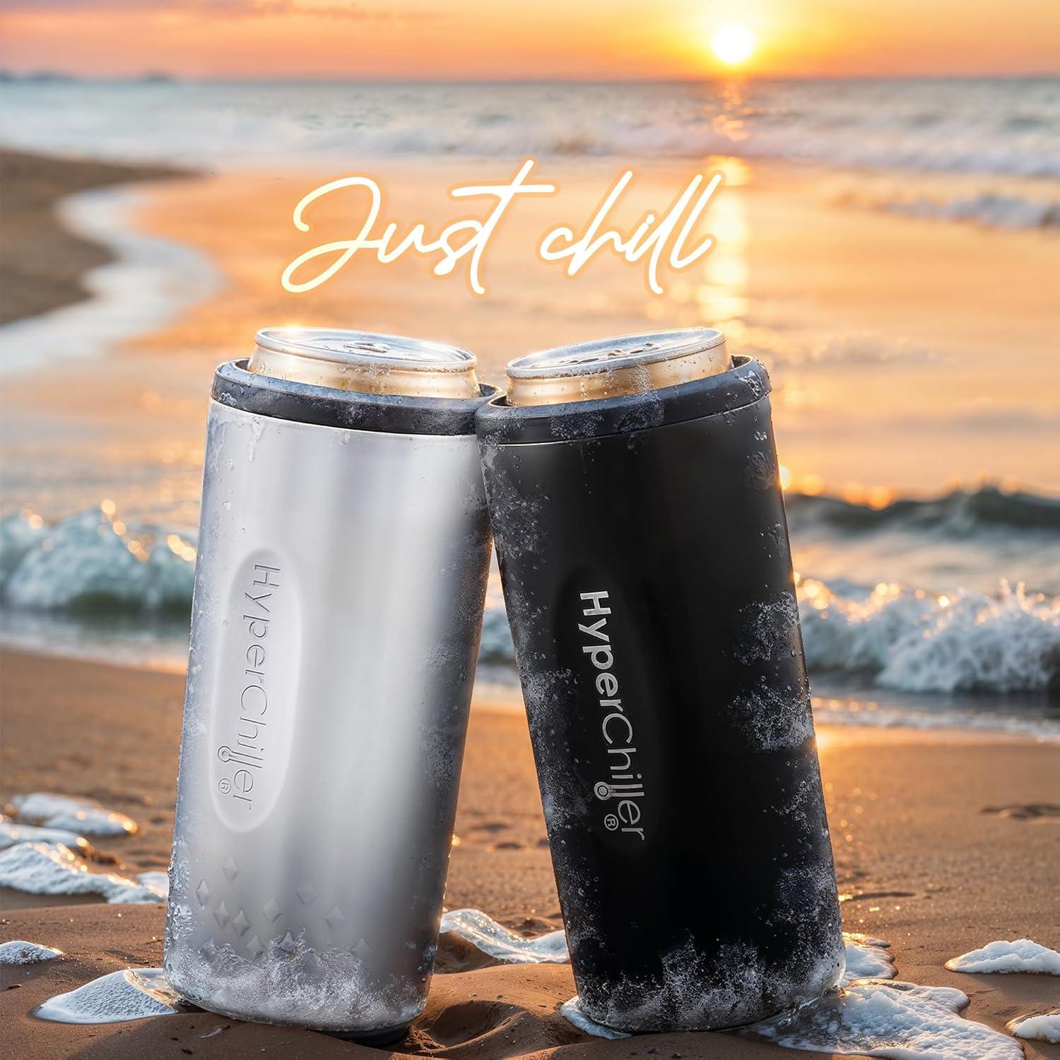 imageHyperChiller HC2CB Patented Iced CoffeeBeverage Cooler NEW IMPROVEDSTRONGER AND MORE DURABLE Ready in One Minute Reusable for Iced Tea Wine Spirits Alcohol Juice 125 Oz Charcoal BlackStainless Steel