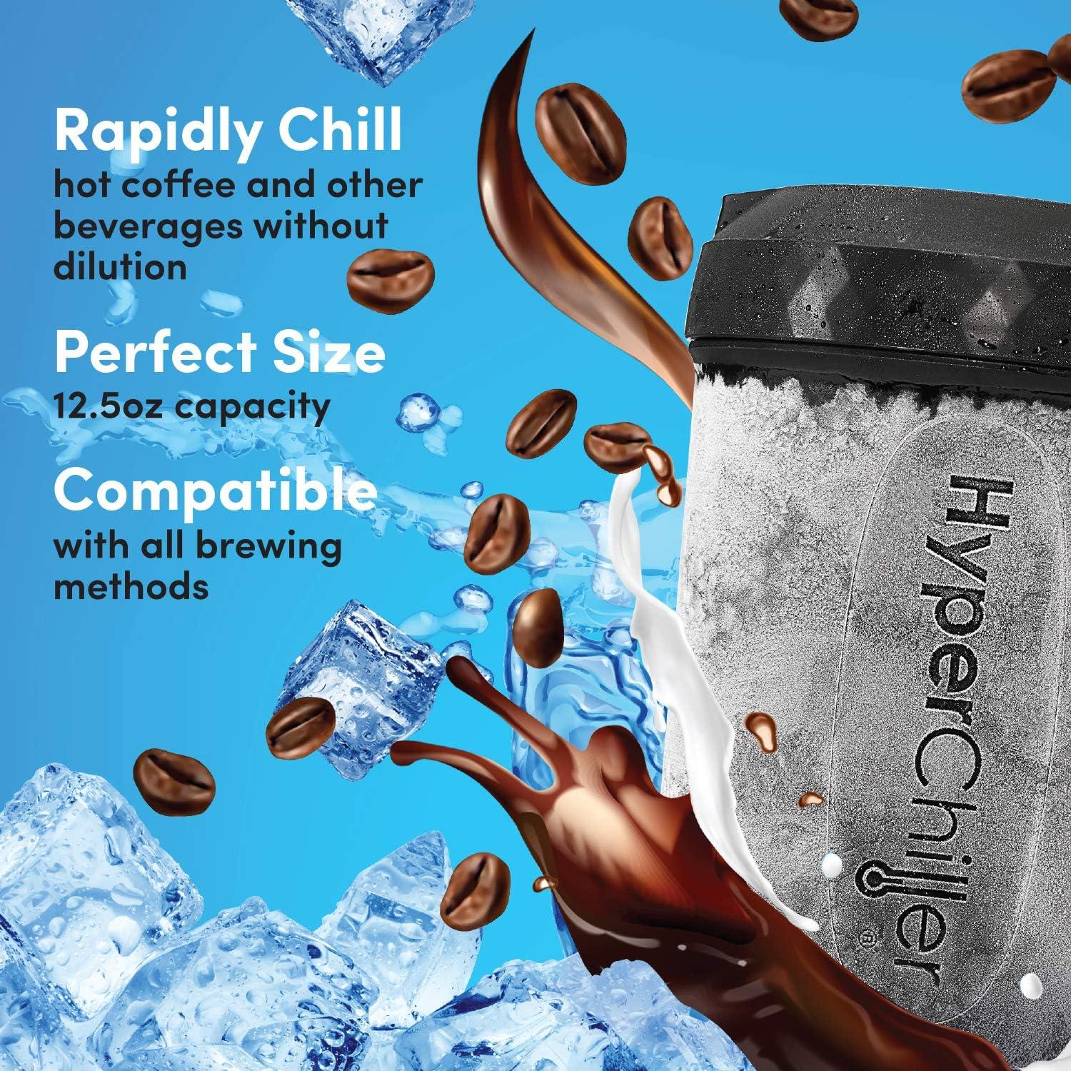 imageHyperChiller HC2M Patented Iced CoffeeBeverage Cooler NEW IMPROVEDSTRONGER AND MORE DURABLE Ready in One Minute Reusable for Iced Tea Wine Spirits Alcohol Juice 125 Oz SpearmintBlack