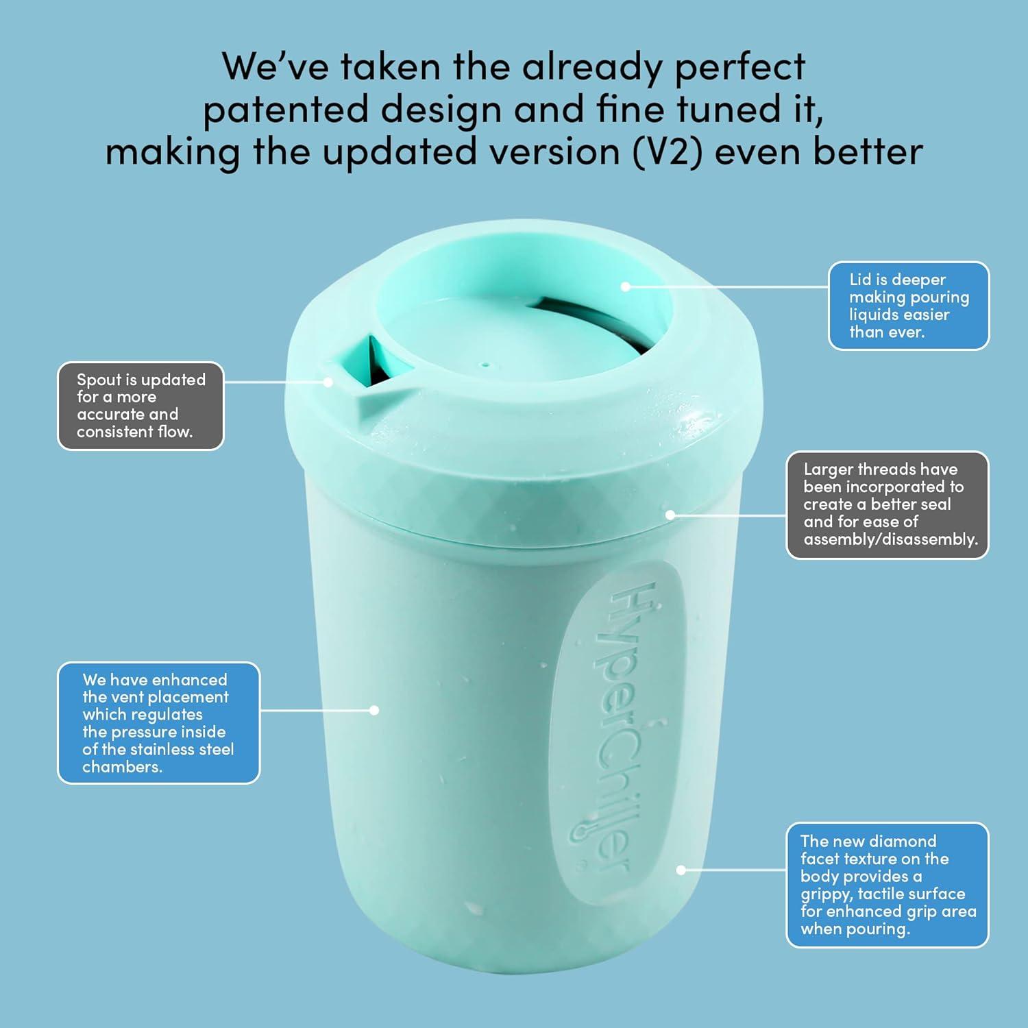 imageHyperChiller HC2M Patented Iced CoffeeBeverage Cooler NEW IMPROVEDSTRONGER AND MORE DURABLE Ready in One Minute Reusable for Iced Tea Wine Spirits Alcohol Juice 125 Oz SpearmintAqua Sky
