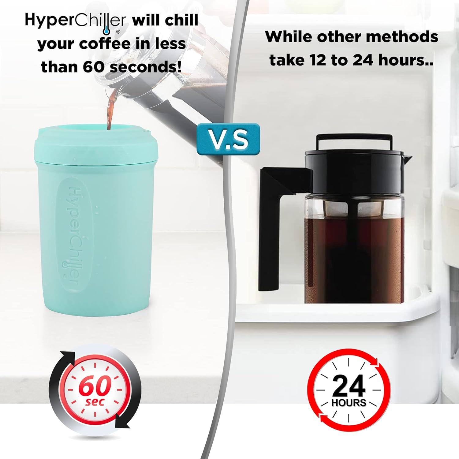 imageHyperChiller HC2M Patented Iced CoffeeBeverage Cooler NEW IMPROVEDSTRONGER AND MORE DURABLE Ready in One Minute Reusable for Iced Tea Wine Spirits Alcohol Juice 125 Oz SpearmintAqua Sky