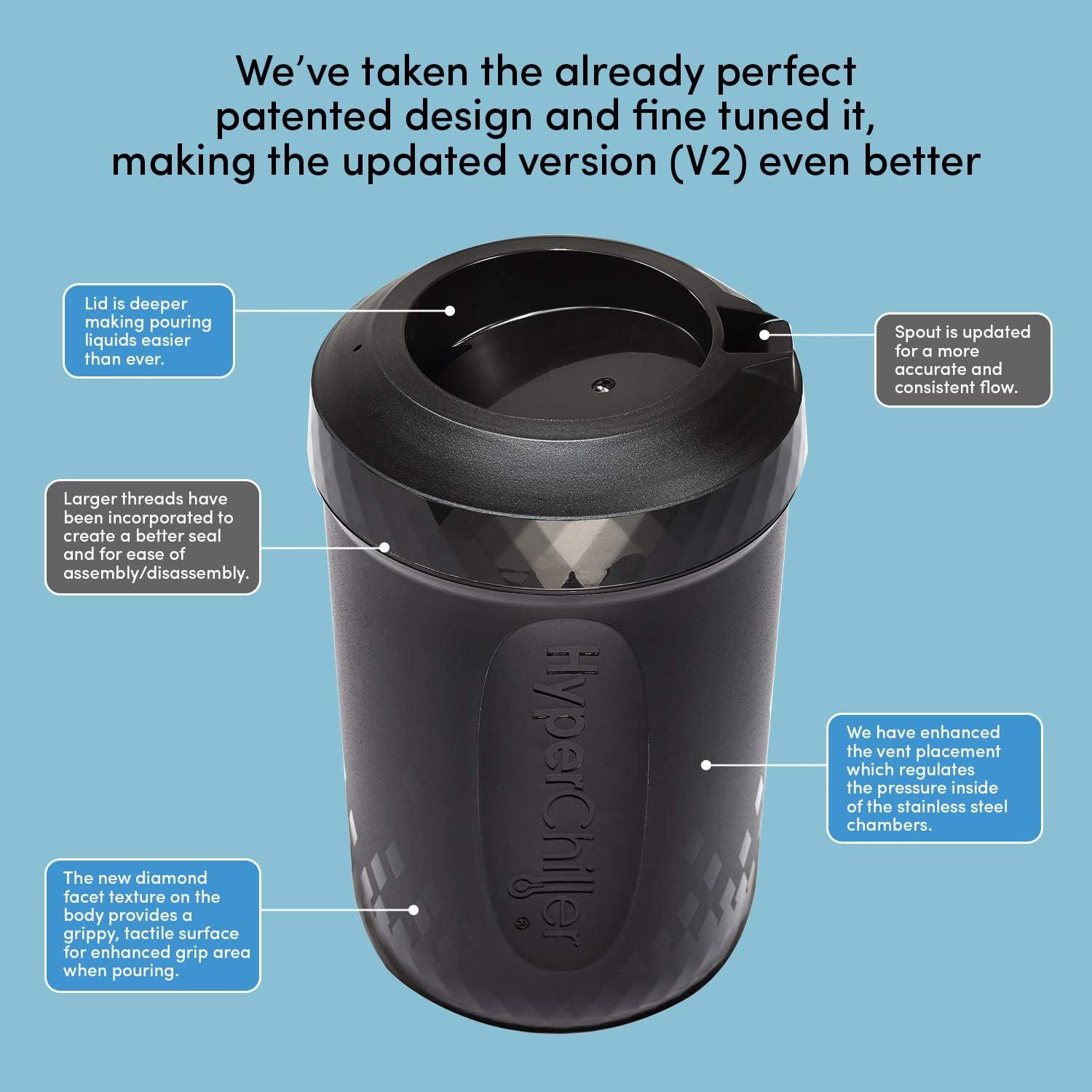 imageHyperChiller HC2M Patented Iced CoffeeBeverage Cooler NEW IMPROVEDSTRONGER AND MORE DURABLE Ready in One Minute Reusable for Iced Tea Wine Spirits Alcohol Juice 125 Oz SpearmintBlack