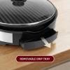 Elite Gourmet EMG6505G 12″ Smokeless Indoor Electric BBQ Grill with Glass Lid Dishwasher Safe, Nonstick, Adjustable Temperature, Fast Heat Up, Low-Fat Meals Easy to Clean Design(12″)