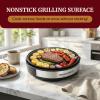 Elite Gourmet EMG6505G 12″ Smokeless Indoor Electric BBQ Grill with Glass Lid Dishwasher Safe, Nonstick, Adjustable Temperature, Fast Heat Up, Low-Fat Meals Easy to Clean Design(12″)