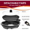 Elite Gourmet EMG6505G 12″ Smokeless Indoor Electric BBQ Grill with Glass Lid Dishwasher Safe, Nonstick, Adjustable Temperature, Fast Heat Up, Low-Fat Meals Easy to Clean Design(14″)