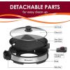 Elite Gourmet EMG6505G Smokeless Indoor Electric BBQ Grill with Glass Lid, Dishwasher Safe, Nonstick, Adjustable Temperature, Fast Heat Up, Low-Fat Meals Easy to Clean Design, Stainless Steel(Stainless Steel)