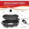 Elite Gourmet EMG6505G Smokeless Indoor Electric BBQ Grill with Glass Lid, Dishwasher Safe, Nonstick, Adjustable Temperature, Fast Heat Up, Low-Fat Meals Easy to Clean Design, Stainless Steel(Black)