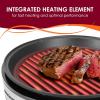Elite Gourmet EMG6505G Smokeless Indoor Electric BBQ Grill with Glass Lid, Dishwasher Safe, Nonstick, Adjustable Temperature, Fast Heat Up, Low-Fat Meals Easy to Clean Design, Stainless Steel(Stainless Steel)