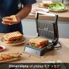 Elite Gourmet EPN160 5.5 x 5.3″ Multifunctional, Compact Electric Panini Press, Contact Grill, 180° Flat Grill, Lightweight, Floating Top-plate, Cool-touch Handle Non-Stick Surface, Black(5.5 x 5.3″)