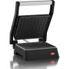 Elite Gourmet EPN160 5.5 x 5.3″ Multifunctional, Compact Electric Panini Press, Contact Grill, 180° Flat Grill, Lightweight, Floating Top-plate, Cool-touch Handle Non-Stick Surface, Black(5.5 x 5.3″)
