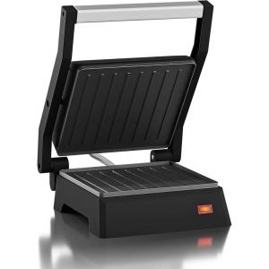 Elite Gourmet EPN160 5.5 x 5.3″ Multifunctional, Compact Electric Panini Press, Contact Grill, 180° Flat Grill, Lightweight, Floating Top-plate, Cool-touch Handle Non-Stick Surface, Black(5.5 x 5.3″)
