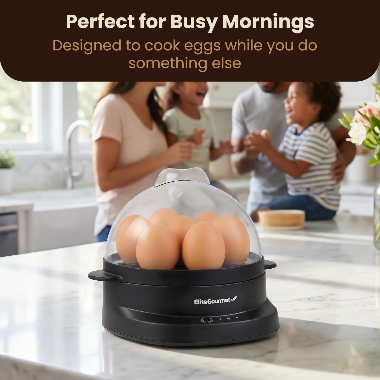 imageElite Gourmet 7Egg Electric Egg Cooker with Voice Alerts Soft Medium amp HardBoiled Eggs Made Perfectly Fast NoMonitoring Breakfast Cooker Auto ShutOff