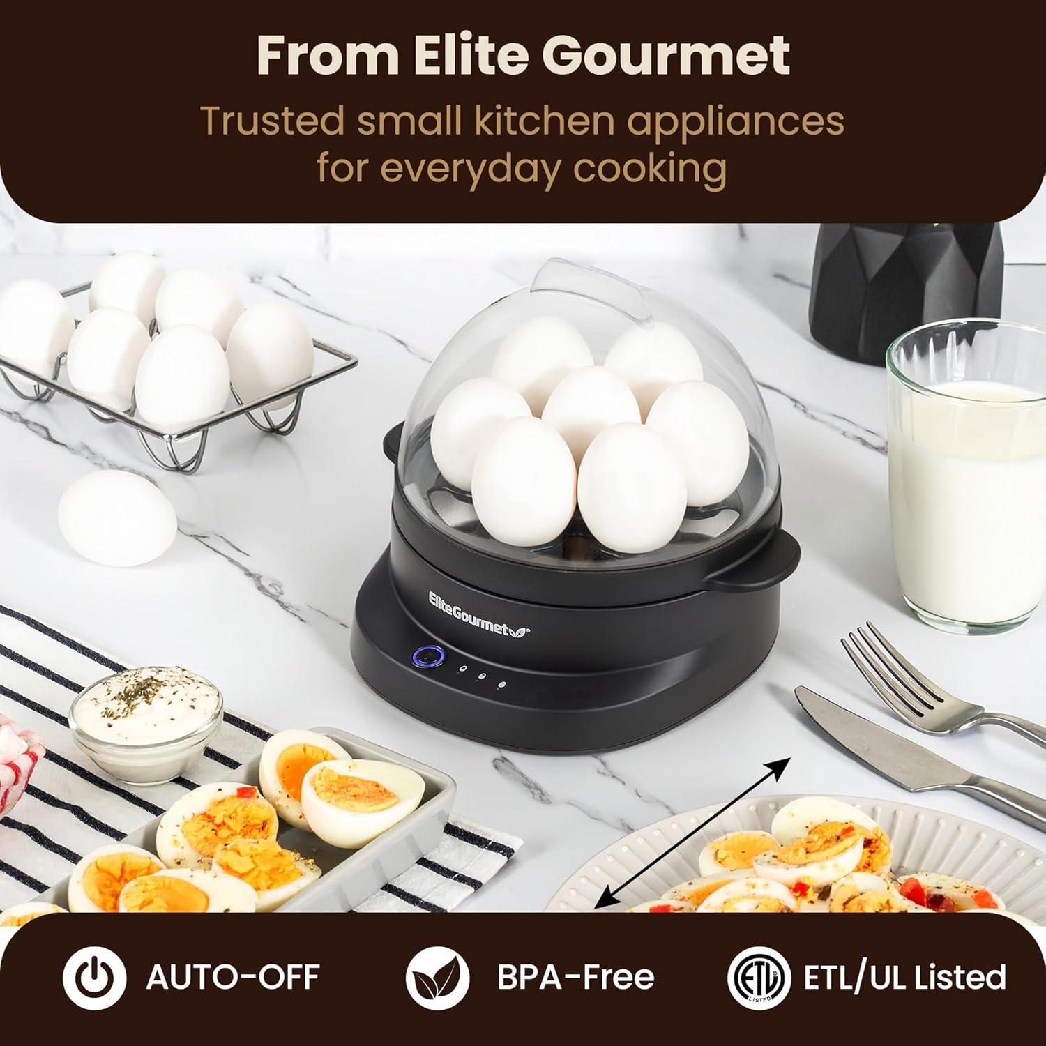 imageElite Gourmet 7Egg Electric Egg Cooker with Voice Alerts Soft Medium amp HardBoiled Eggs Made Perfectly Fast NoMonitoring Breakfast Cooker Auto ShutOff