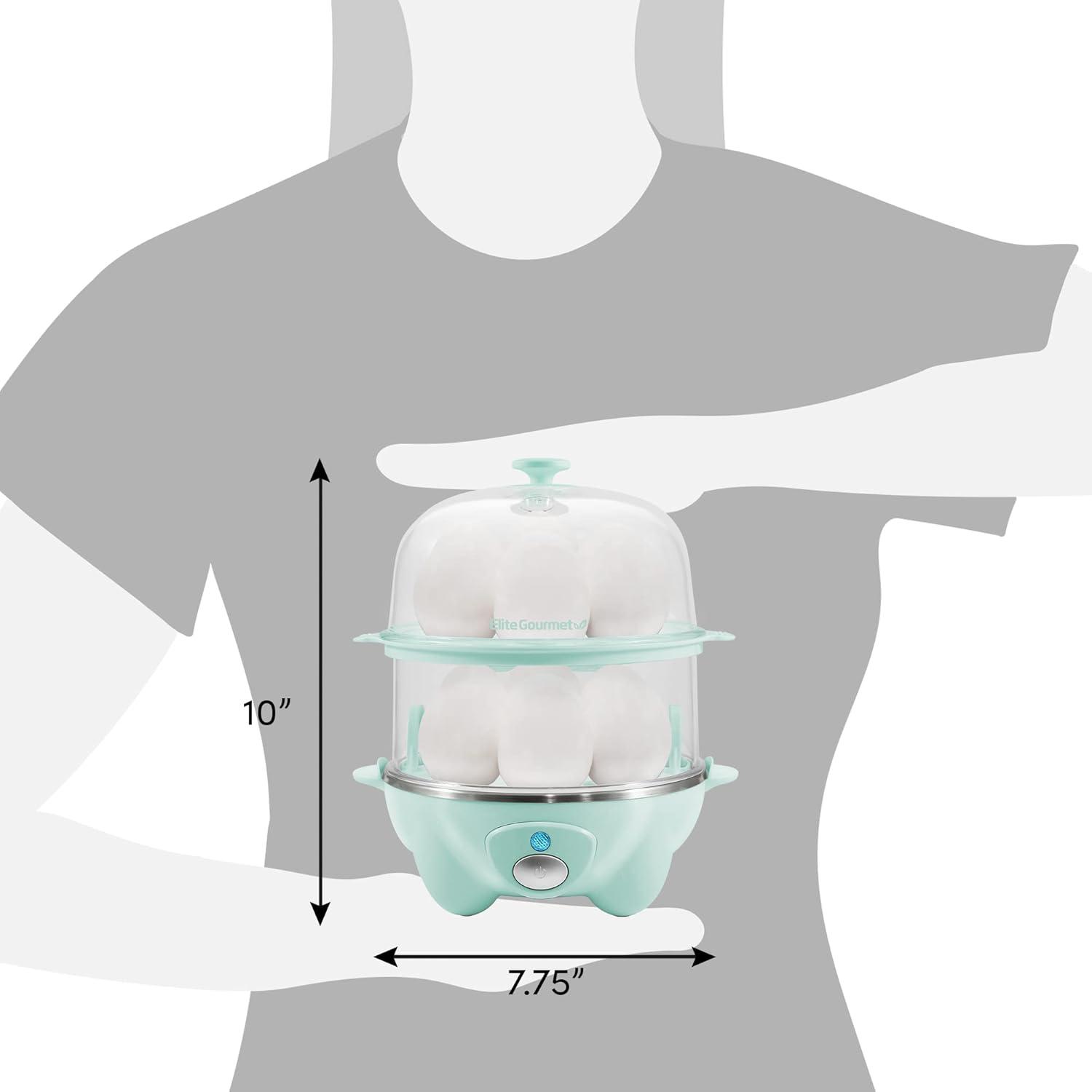 imageElite Gourmet EGC1405M 2Tiered Rapid Egg Cooker 5Egg Poacher Omelets Soft Medium HardBoiled Eggs with Auto ShutOff and Buzzer BPA Free 14 eggs MintMint