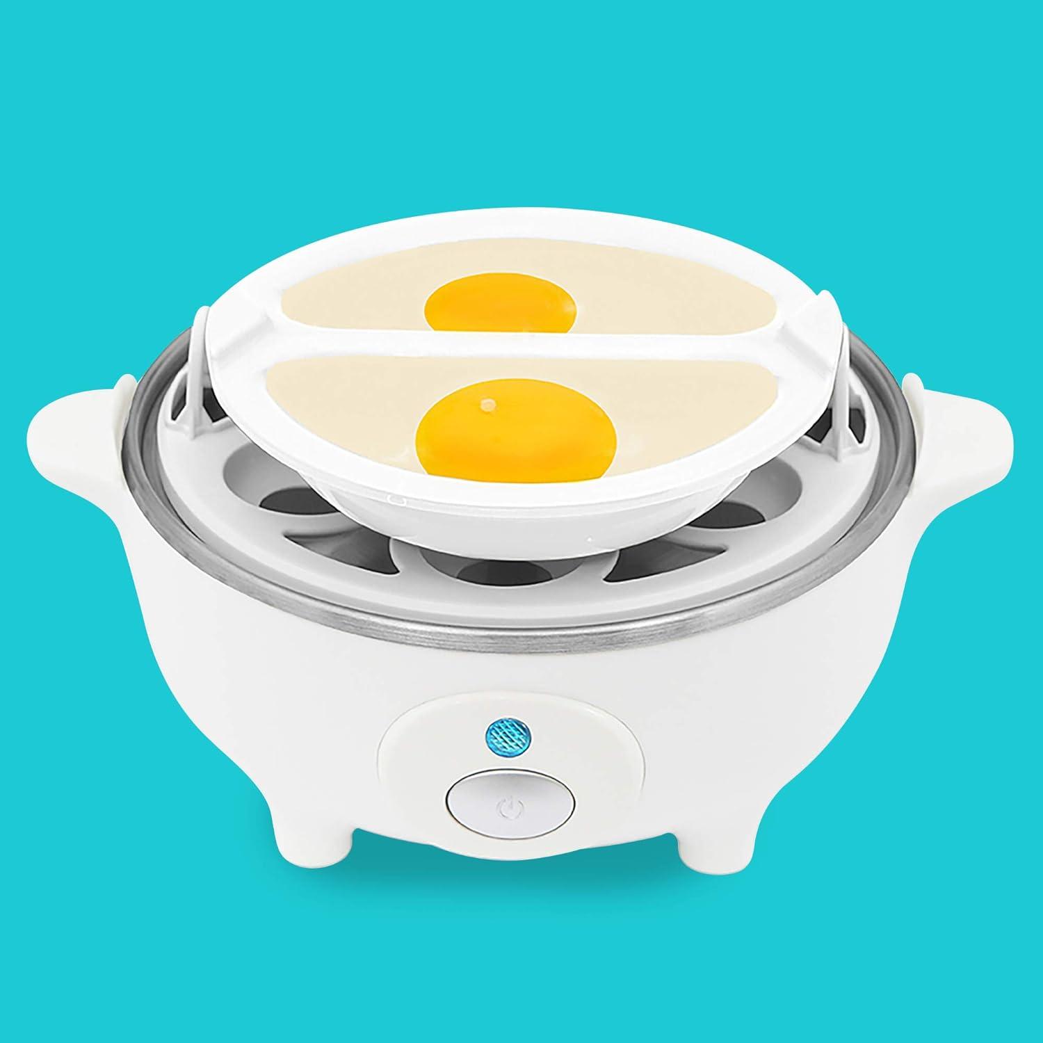 imageElite Gourmet EGC1405M 2Tiered Rapid Egg Cooker 5Egg Poacher Omelets Soft Medium HardBoiled Eggs with Auto ShutOff and Buzzer BPA Free 14 eggs MintWhite
