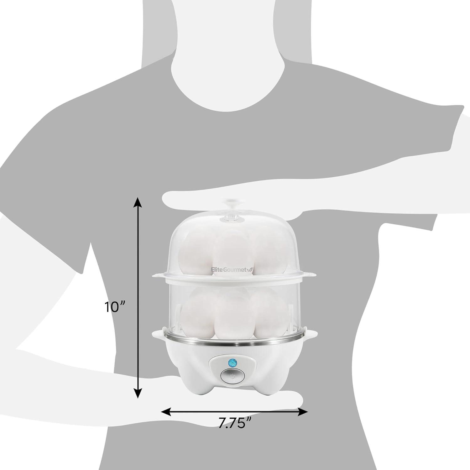 imageElite Gourmet EGC1405M 2Tiered Rapid Egg Cooker 5Egg Poacher Omelets Soft Medium HardBoiled Eggs with Auto ShutOff and Buzzer BPA Free 14 eggs MintWhite