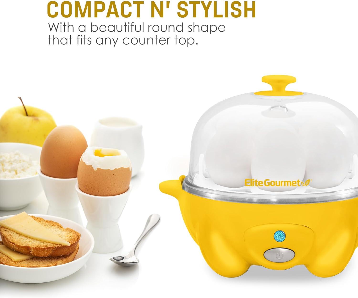 imageElite Gourmet EGC1405M 2Tiered Rapid Egg Cooker 5Egg Poacher Omelets Soft Medium HardBoiled Eggs with Auto ShutOff and Buzzer BPA Free 14 eggs MintYellow