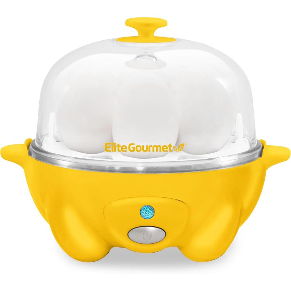 imageElite Gourmet EGC1405M 2Tiered Rapid Egg Cooker 5Egg Poacher Omelets Soft Medium HardBoiled Eggs with Auto ShutOff and Buzzer BPA Free 14 eggs MintYellow