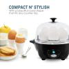 Elite Gourmet EGC1405M 2-Tiered Rapid Egg Cooker, 5-Egg Poacher, Omelets, Soft, Medium, Hard-Boiled Eggs with Auto Shut-Off and Buzzer, BPA Free, 14 eggs, Mint(Black)