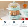 Elite Gourmet EGC1405M 2-Tiered Rapid Egg Cooker, 5-Egg Poacher, Omelets, Soft, Medium, Hard-Boiled Eggs with Auto Shut-Off and Buzzer, BPA Free, 14 eggs, Mint(Mint)