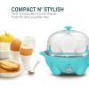 Elite Gourmet EGC1405M 2-Tiered Rapid Egg Cooker, 5-Egg Poacher, Omelets, Soft, Medium, Hard-Boiled Eggs with Auto Shut-Off and Buzzer, BPA Free, 14 eggs, Mint(Teal)
