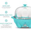 Elite Gourmet EGC1405M 2-Tiered Rapid Egg Cooker, 5-Egg Poacher, Omelets, Soft, Medium, Hard-Boiled Eggs with Auto Shut-Off and Buzzer, BPA Free, 14 eggs, Mint(Teal)