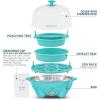 Elite Gourmet EGC1405M 2-Tiered Rapid Egg Cooker, 5-Egg Poacher, Omelets, Soft, Medium, Hard-Boiled Eggs with Auto Shut-Off and Buzzer, BPA Free, 14 eggs, Mint(Teal)