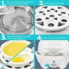 Elite Gourmet EGC1405M 2-Tiered Rapid Egg Cooker, 5-Egg Poacher, Omelets, Soft, Medium, Hard-Boiled Eggs with Auto Shut-Off and Buzzer, BPA Free, 14 eggs, Mint(White)