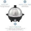 Elite Gourmet EGC-508 Rapid Egg Cooker, 7 Easy-To-Peel, Hard, Medium, Soft Boiled Eggs, Poacher, Omelet Maker, Auto Shut-Off, Alarm, 16-Recipe Booklet, Stainless Steel(Stainless Steel)