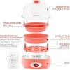 Elite Gourmet EGC700CW# Rapid Egg Cooker, 7 Easy-To-Peel, Hard, Medium, Soft Boiled Eggs, Poacher, Omelet Maker, Auto Shut-Off, Alarm, 16-Recipe Booklet, BPA-Free, Snow(Coral)