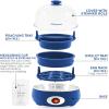 Elite Gourmet EGC700CW# Rapid Egg Cooker, 7 Easy-To-Peel, Hard, Medium, Soft Boiled Eggs, Poacher, Omelet Maker, Auto Shut-Off, Alarm, 16-Recipe Booklet, BPA-Free, Snow(Blue)