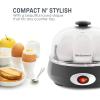 Elite Gourmet EGC700CW# Rapid Egg Cooker, 7 Easy-To-Peel, Hard, Medium, Soft Boiled Eggs, Poacher, Omelet Maker, Auto Shut-Off, Alarm, 16-Recipe Booklet, BPA-Free, Snow(Charcoal Grey)