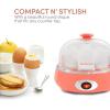 Elite Gourmet EGC700CW# Rapid Egg Cooker, 7 Easy-To-Peel, Hard, Medium, Soft Boiled Eggs, Poacher, Omelet Maker, Auto Shut-Off, Alarm, 16-Recipe Booklet, BPA-Free, Snow(Coral)